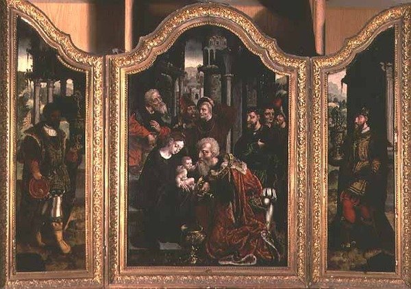Tillbedjan av Magi (olja) av Bernard van Orley