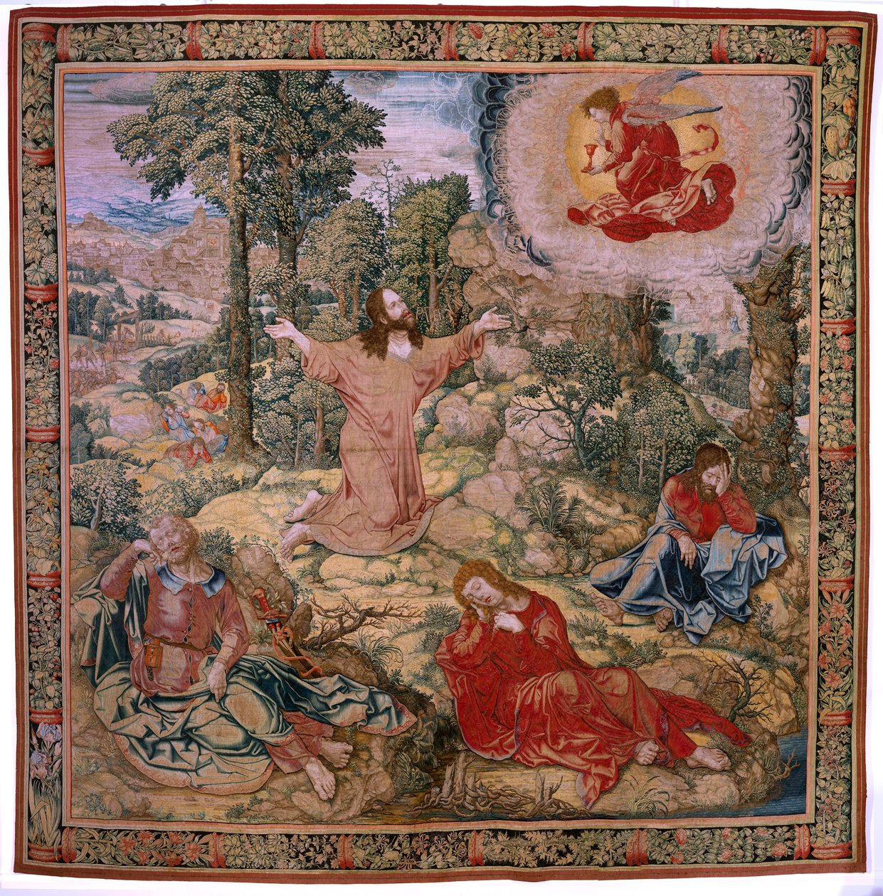 flamländsk gobeläng. Serien Kristi passion. Kristus på Oljeberget. Tillverkning Pieter de Pannemaeker, Bryssel. Serietecknaren Barend van Orley. ca 1518-1522. av Bernard van Orley