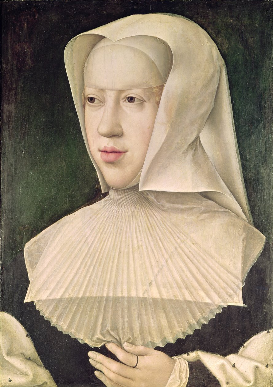 Marguerite de Habsbourg (1480-1530) hertiginna av Savojen (olja på panel) av Bernard van Orley