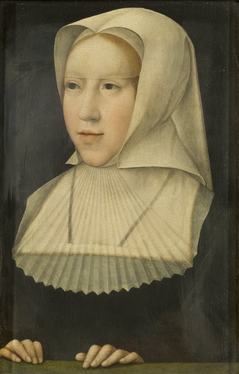 Porträtt av Margareta av Österrike (olja på panel) av Bernard van Orley