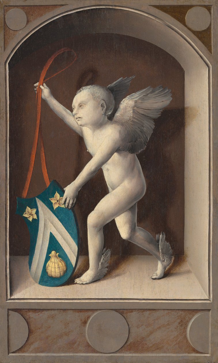 Putto med Arms of Jacques Coëne [omvänd] av Bernard van Orley