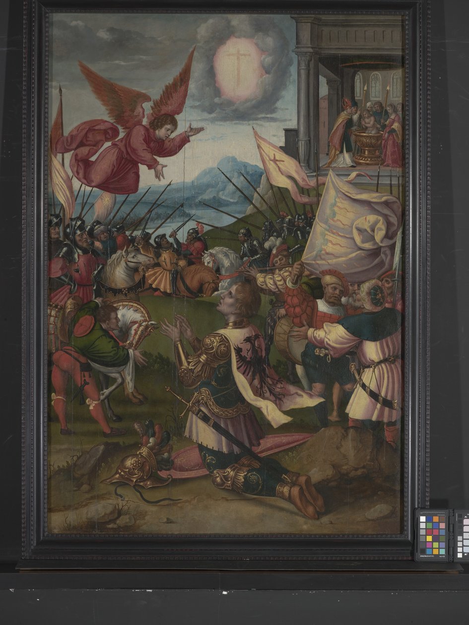 Konstantinens omvandling (olja på trä) av Bernard van Orley