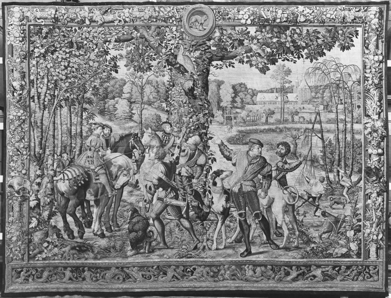 The Hunts of Maximilian, Leo, The Stag Hunt, Gobelins Factory (gobeläng) av Bernard van Orley
