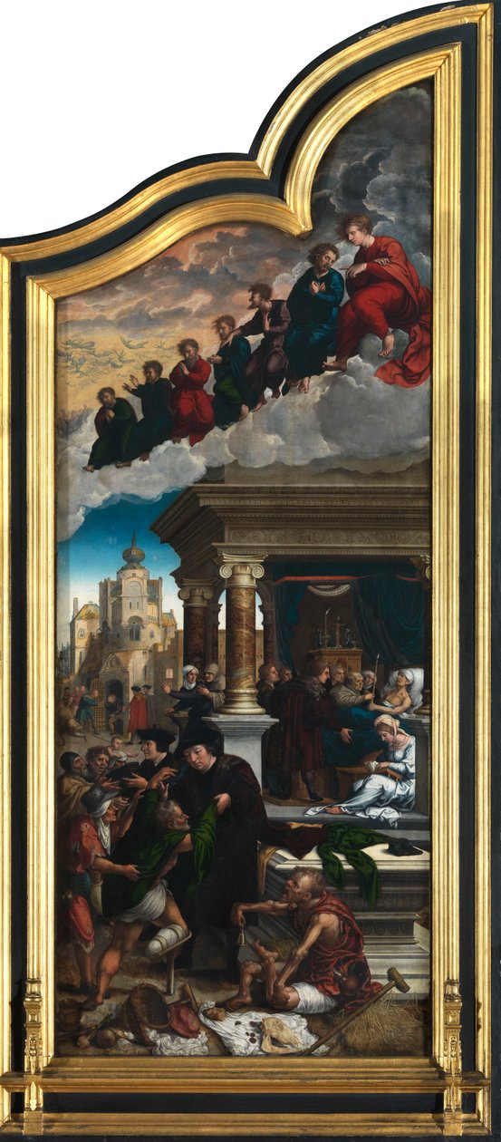 Den sista domen och de sju barmhärtighetsgärningarna (olja på panel) av Bernard van Orley