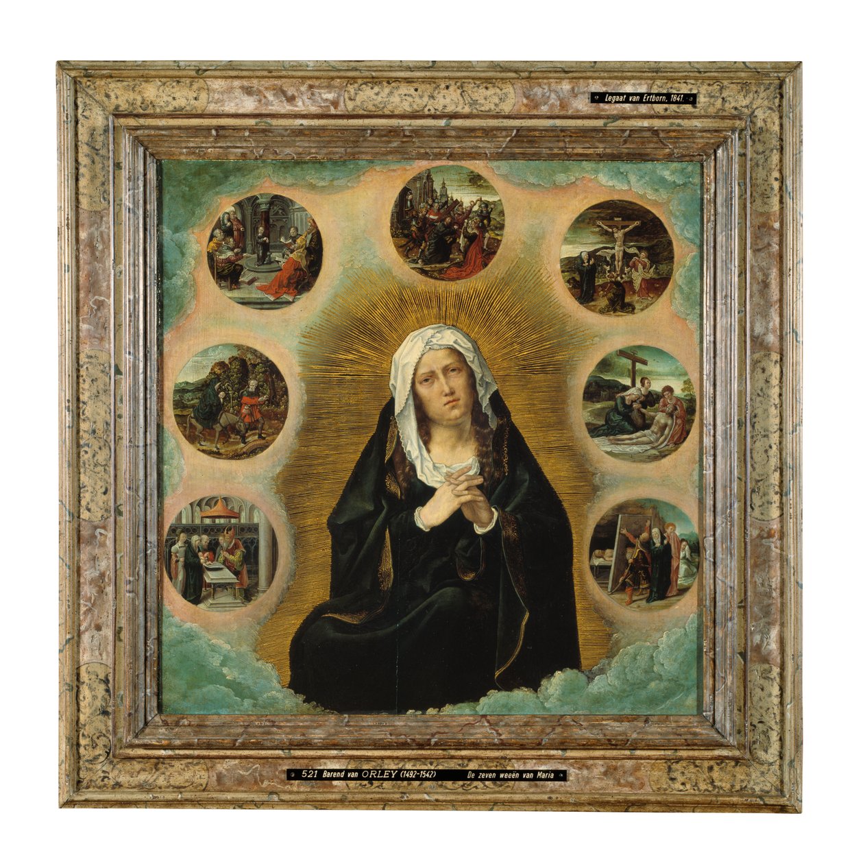 Marias sju sorger (olja på panel) av Bernard van Orley