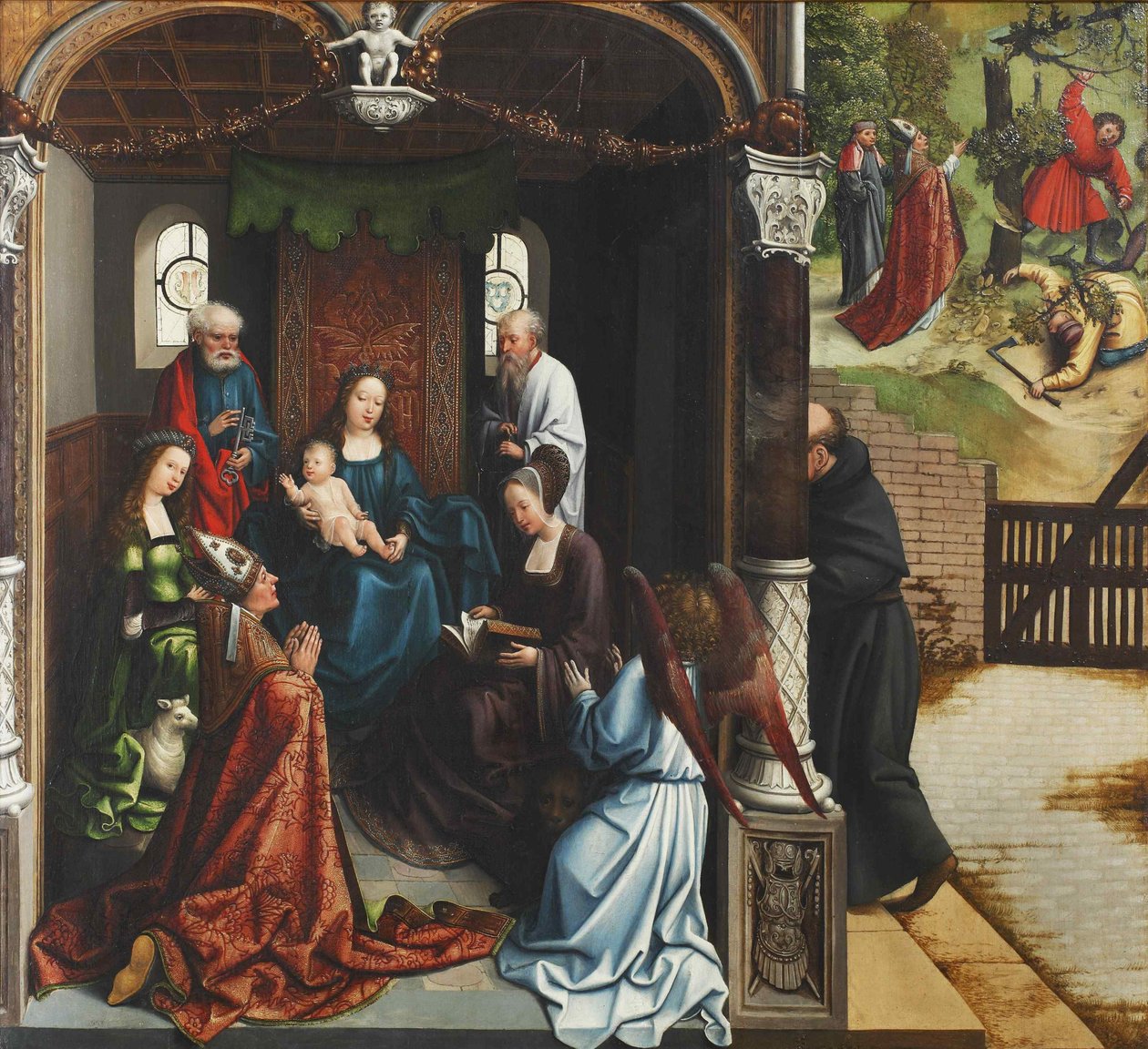 Jungfru och barn älskade av Saint Martin, 1514. av Bernard van Orley