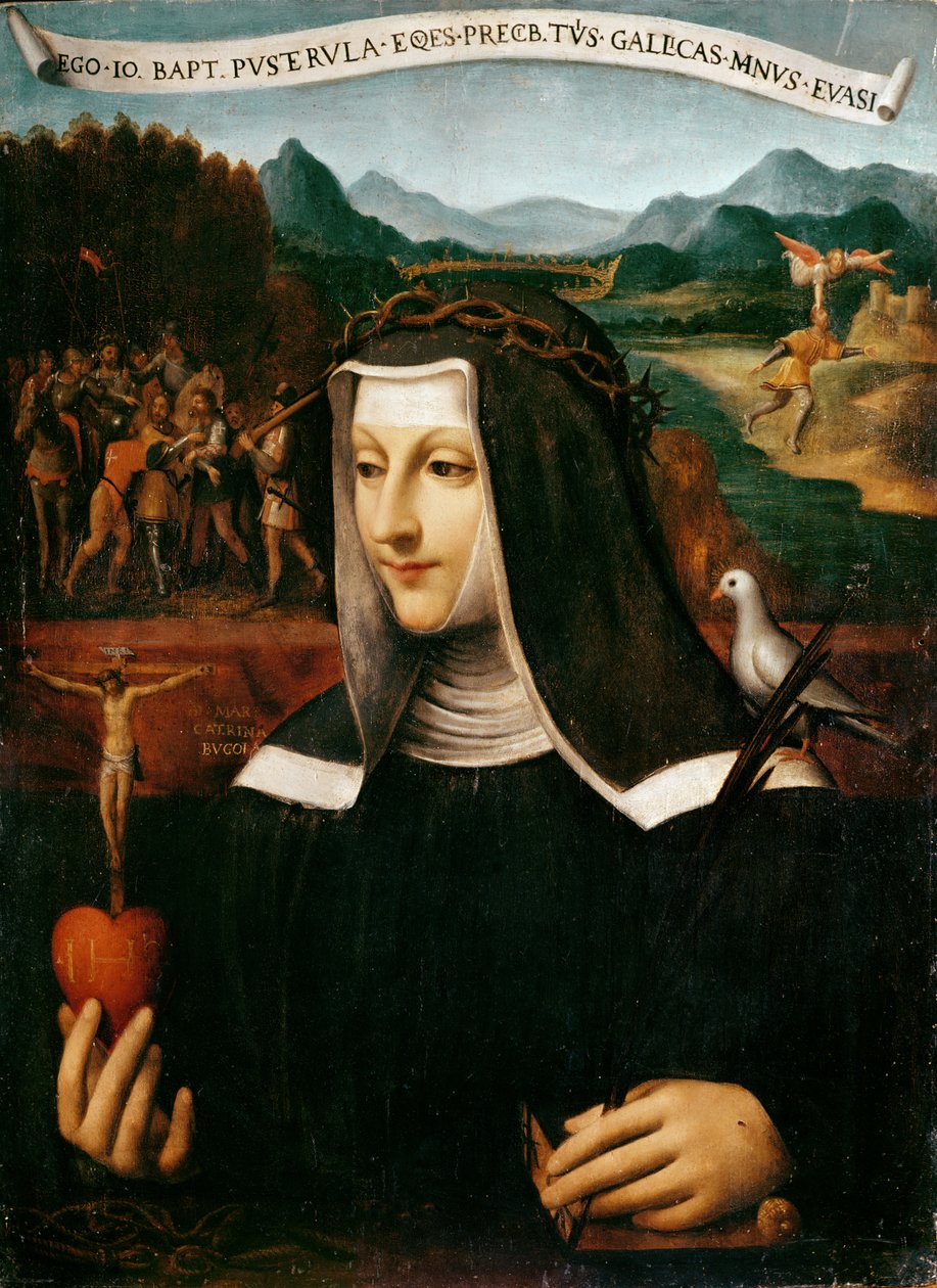 Ex Voto dedikeret til den hellige Katarina af Siena (1347-80) swed av Bernardino Luini