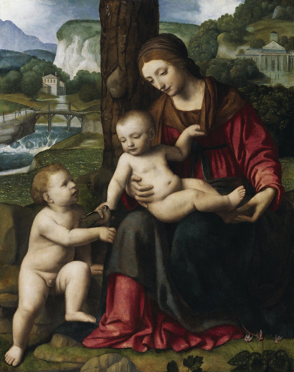 Madonna con Bambino e San Giovannino av Bernardino Luini