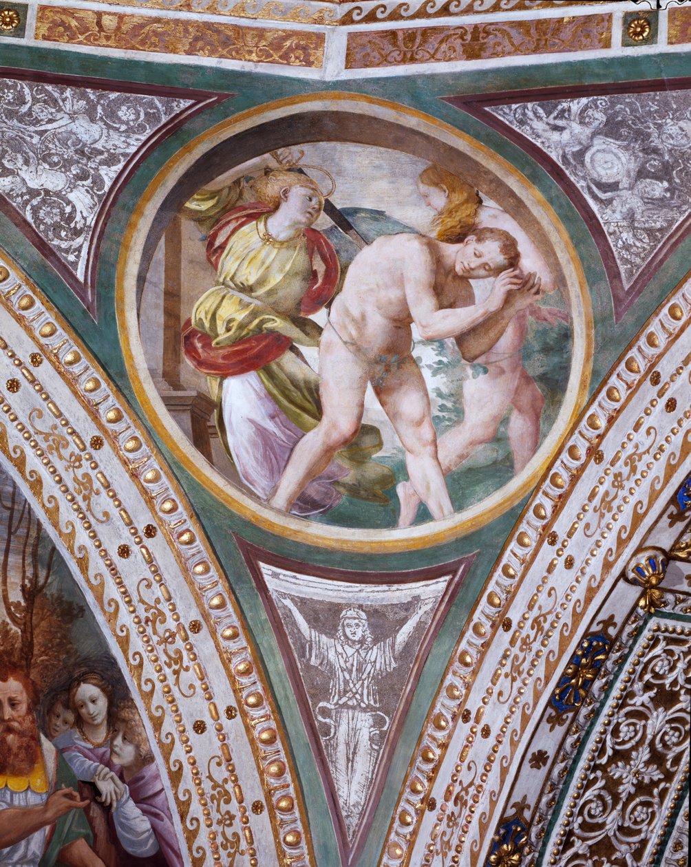 Utvisningen av Adam och Eva, från kupolens hängande, 1532-36 av Bernardino Luini