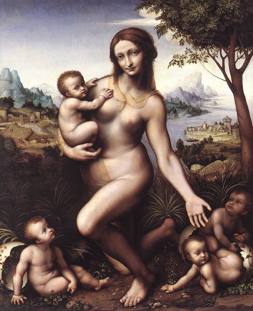 Leda con i loro figli av Bernardino Marchiselli