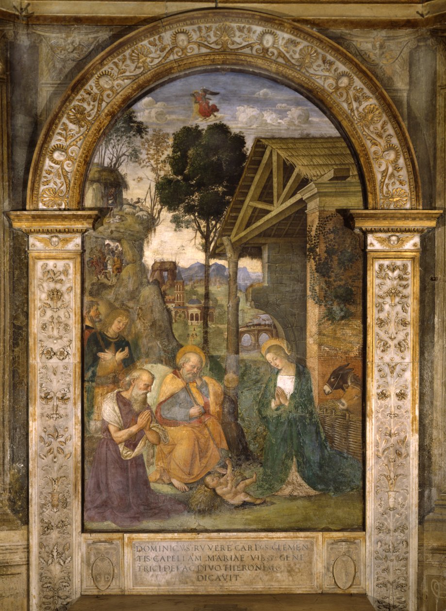 Adoration of the Child, ca 1490 (olja på träpanel) av Bernardino di Betto Pinturicchio