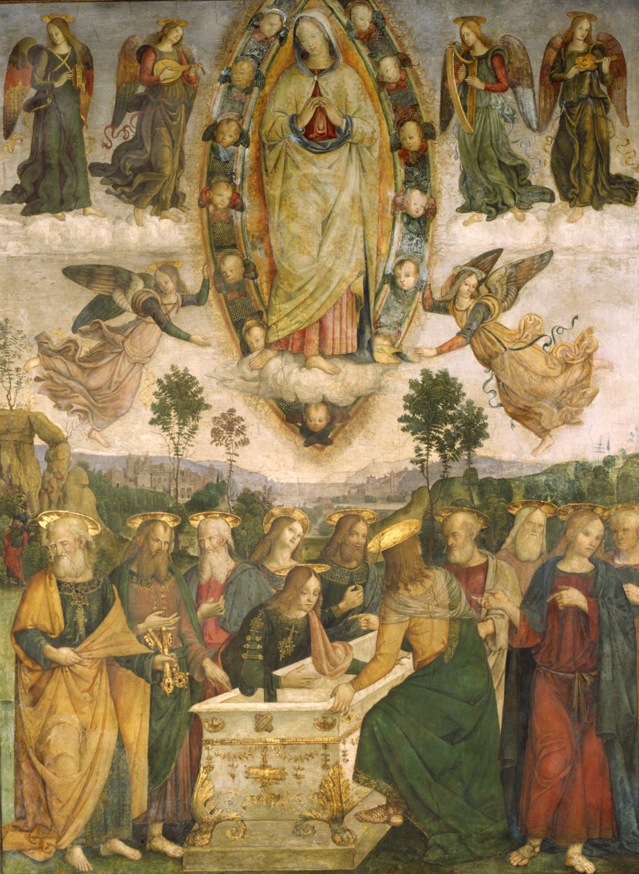 The Assumption of the Virgin (olja på träpanel) av Bernardino di Betto Pinturicchio