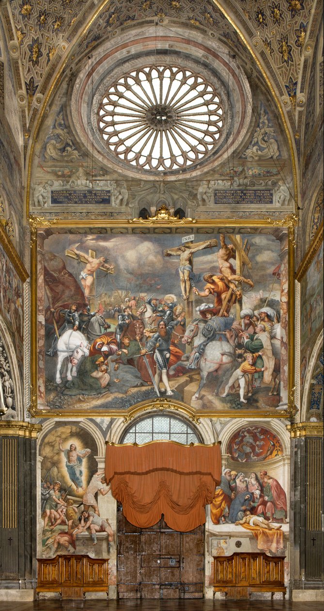 Counterfacata, IL Pordenone, Crucifixion 1520-21, Deposition 1522, Bernardino Gatti, Resurrection 1529 av Bernardino Gatti