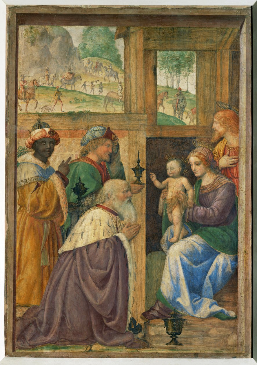 Adoration des rois - Konungarnas tillbedjan ... av Bernardino (attr. to) Luini
