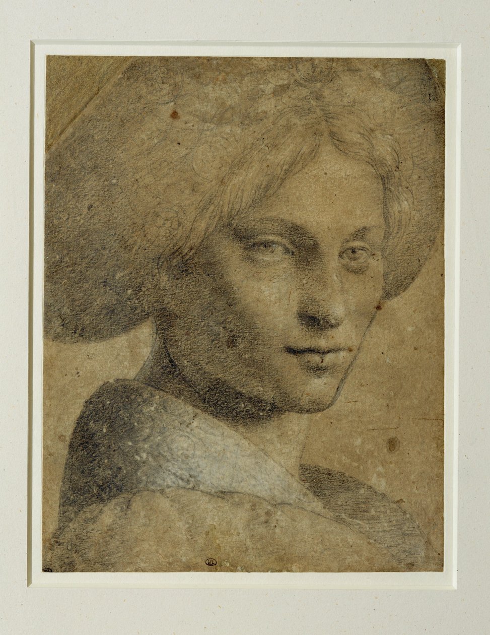 Porträtt av en kvinna med turban, tre fjärdedelar till höger... av Bernardino (attr. to) Luini