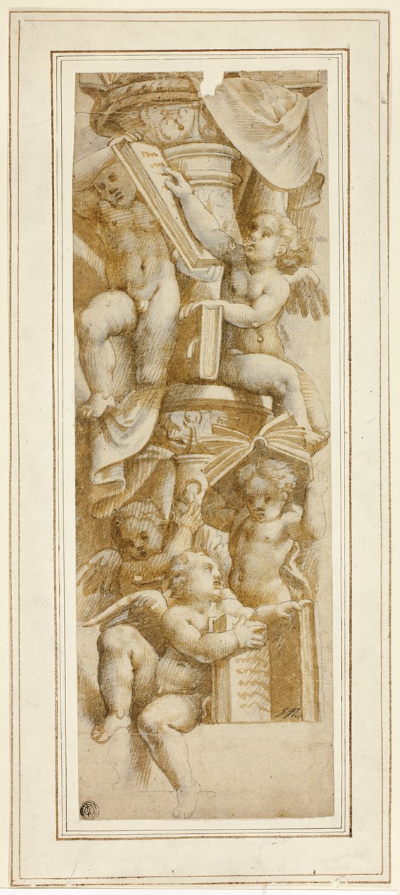Fem Putti med böcker av Bernardino Gatti