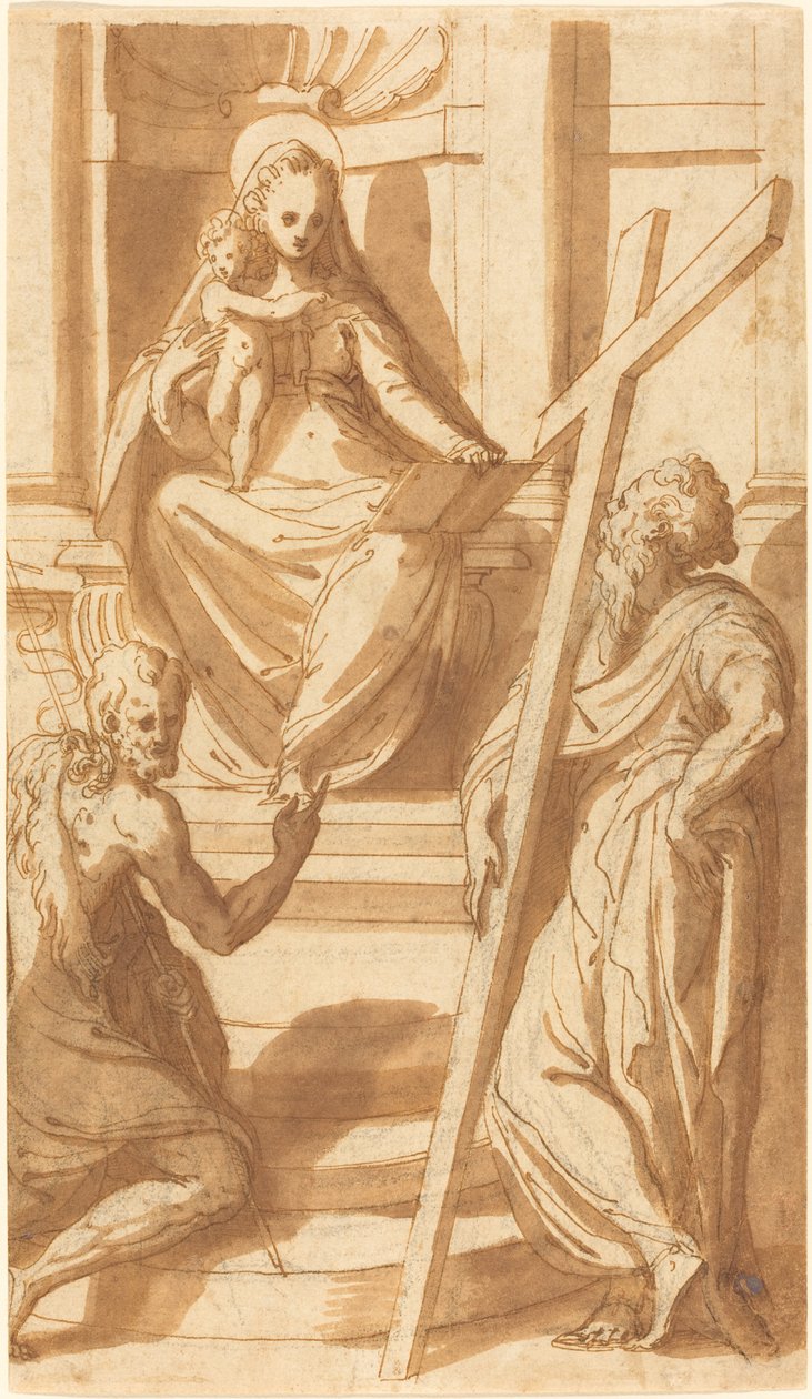 Madonnan och barnet tronade med Johannes Döparen och Sankt Andreas av Bernardino India