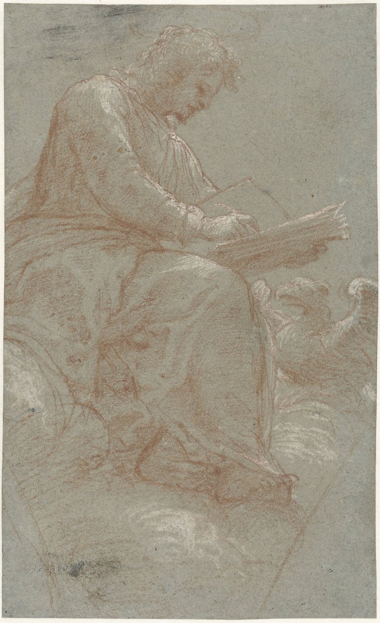 Saint John skriver på molnen av Bernardino Lanino (possibly)