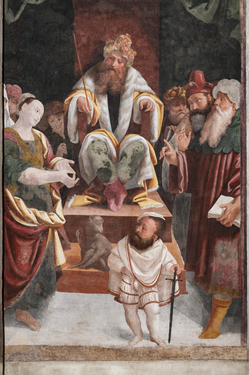 Detalj av Saint Catherines martyrskap (fresk) av Bernardino Lanino