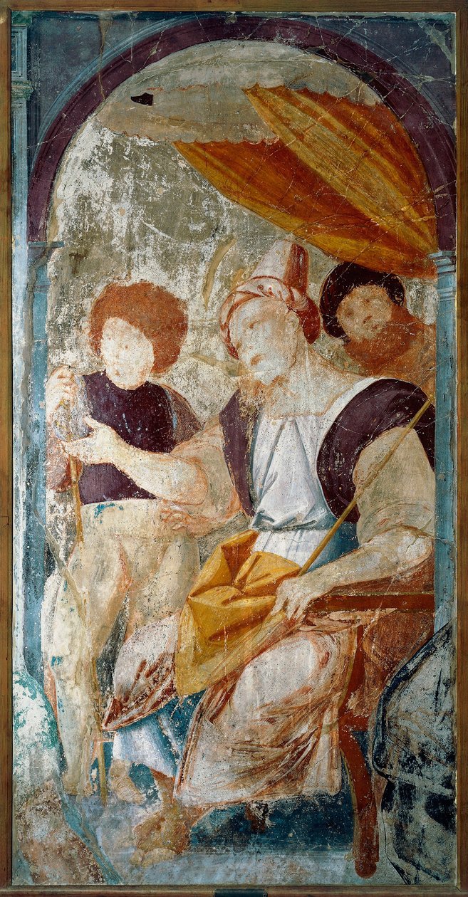Italien, Varallo, målningsfragment av The Flagellation av Bernardino Lanino