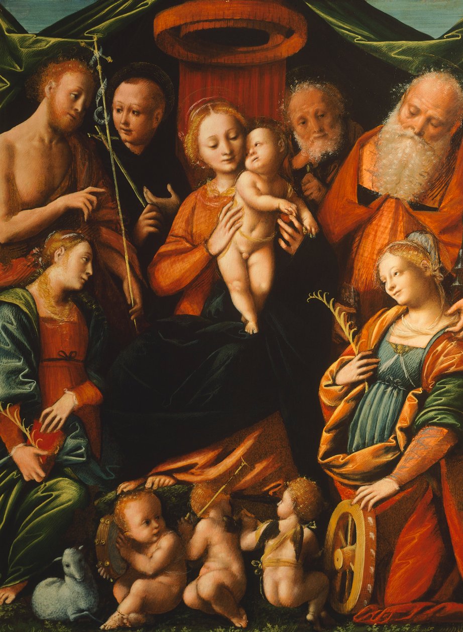 Madonna med barn och heliga, av Bernardino Lanino (1511-1582) av Bernardino Lanino