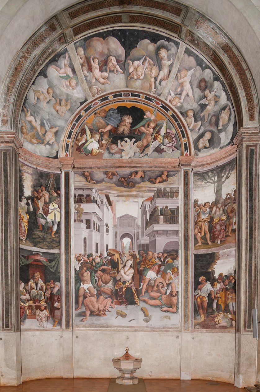 Sankta Katarinas martyrskap (fresk) av Bernardino Lanino