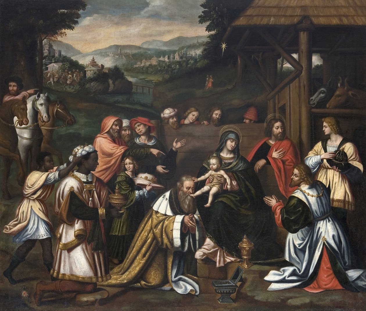 Magikernas tillbedjan (målning) av Bernardino Luini