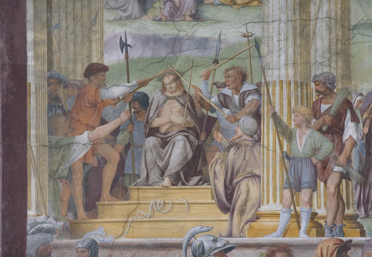 Detalj av Kristi passion och korsfästelse av Bernardino Luini