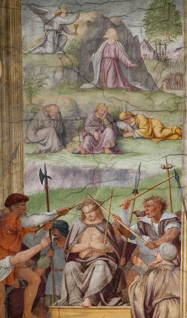 Detalj av Kristi passion och korsfästelse av Bernardino Luini