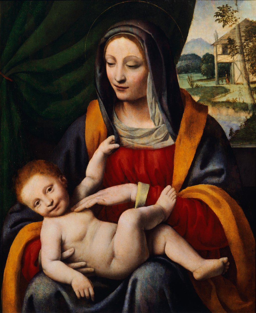 Madonna och barn av Bernardino Luini (1481-ca 1532). av Bernardino Luini