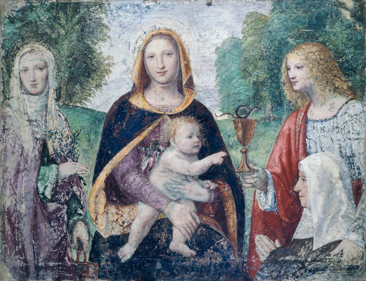 Madonna och barn med heliga, av Bernardino Luini (1485-ca 1532) av Bernardino Luini