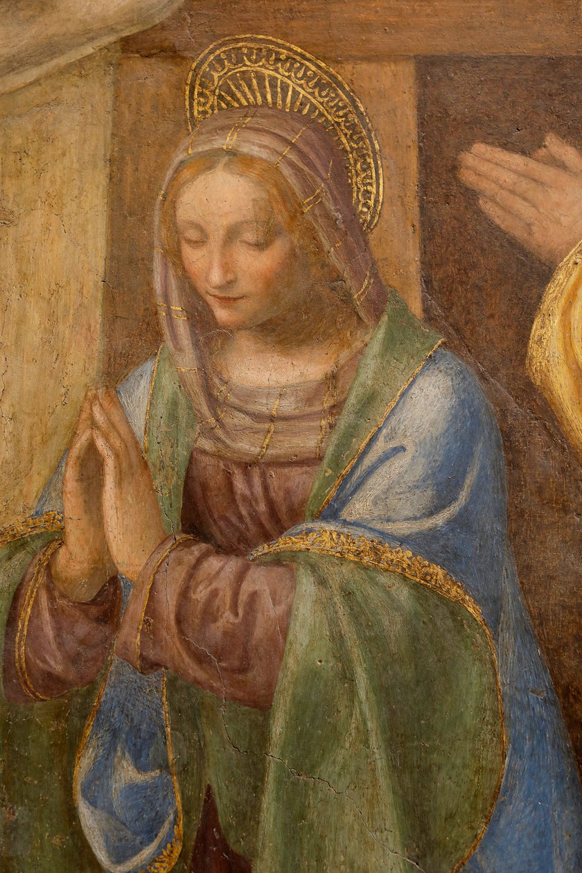 Herdarnas födelse och tillbedjan, ca. 1520-1525. Detalj (olja på panel) av Bernardino Luini