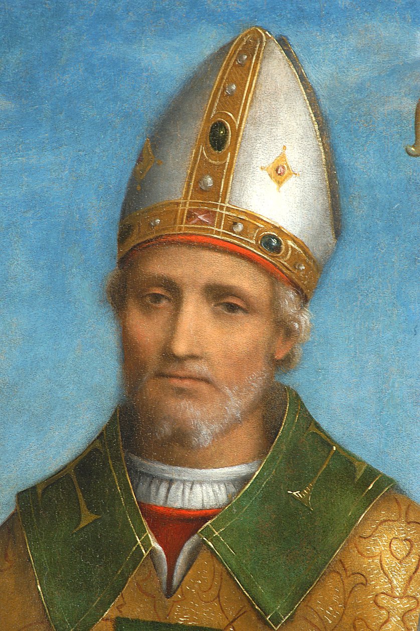 Saint Ambrose, 1520-22 (tempera ombord) (detalj av 3496310) av Bernardino Luini