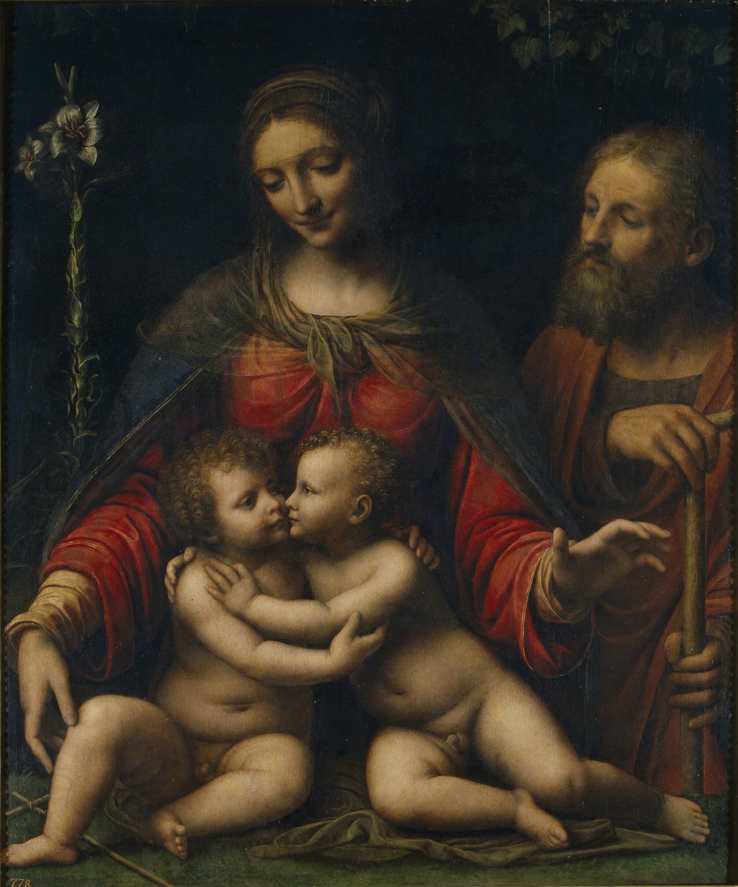 Den heliga familjen med Johannes Döparen av Bernardino Luini