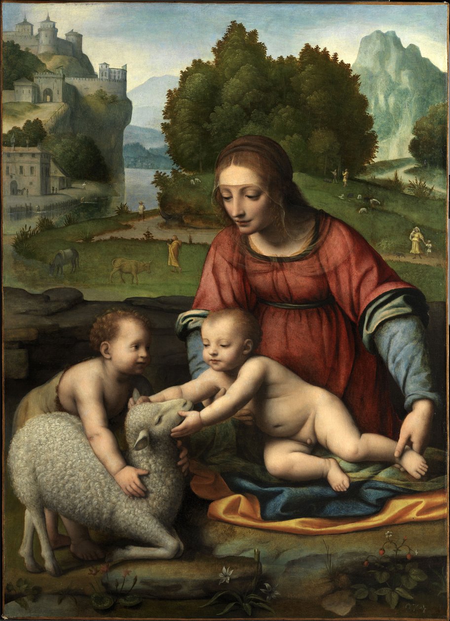 Jungfrun och barnet med spädbarnet Saint John av Bernardino Luini