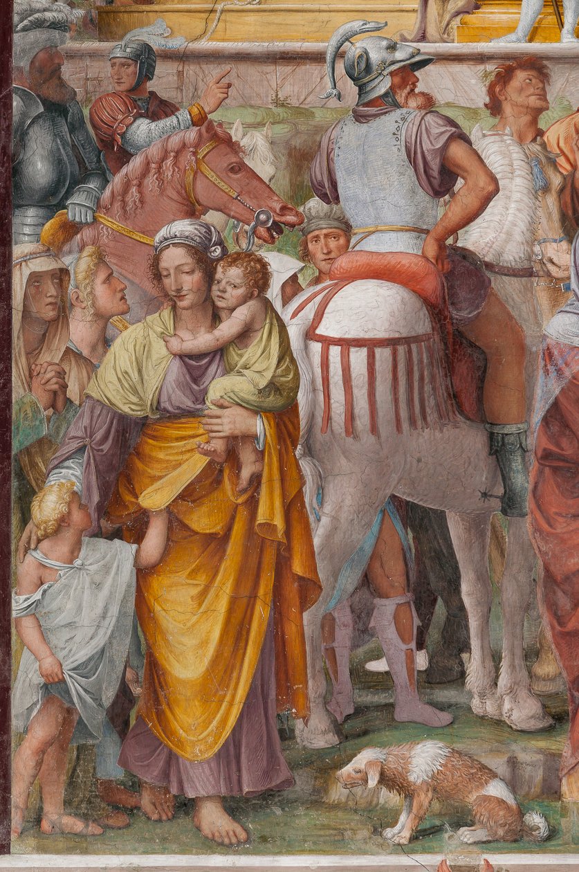 Kvinna och barn, detalj av Kristi passion och korsfästelse av Bernardino Luini