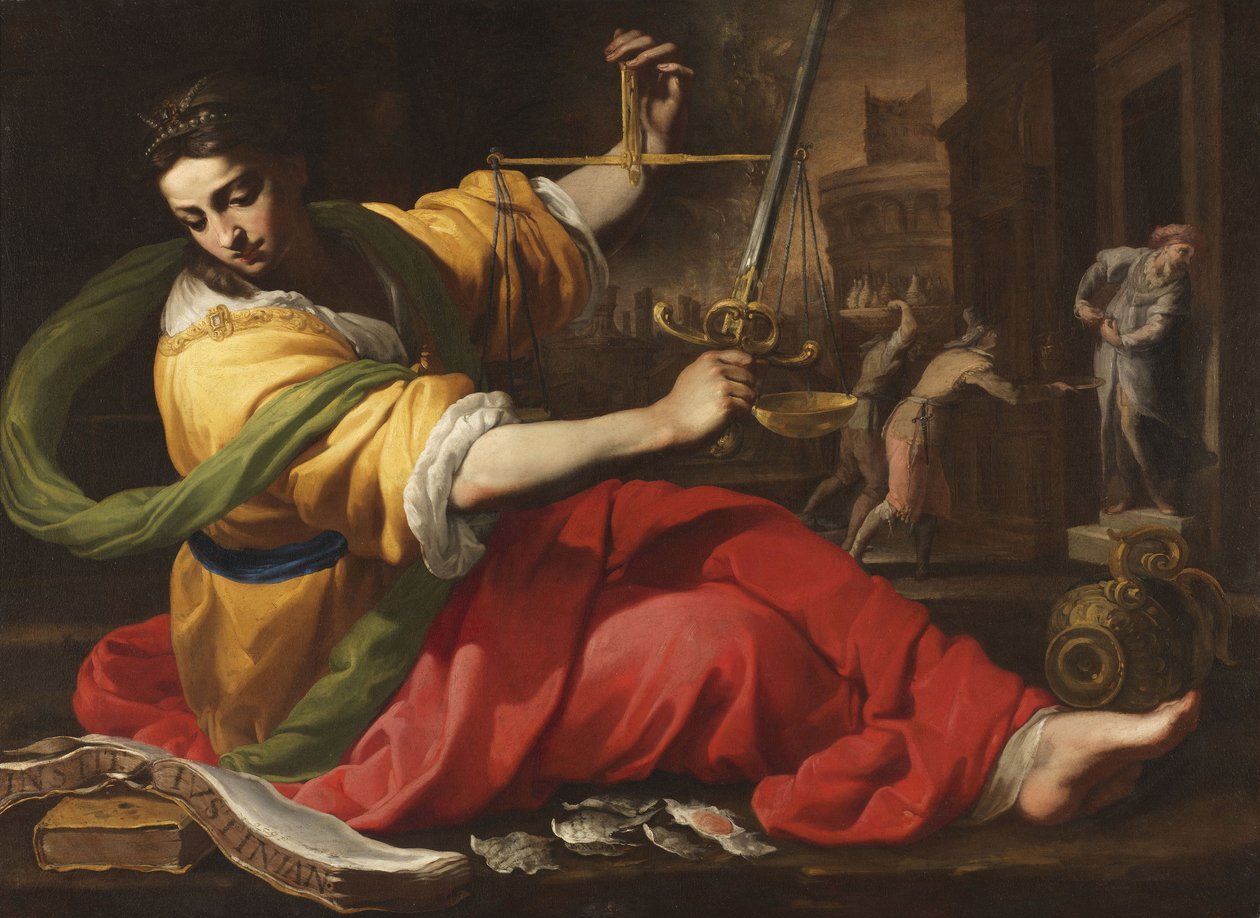 Allegorie de la Justice - Allegory of Justice, av Mei, Bernardino (1612-1676). Olja på duk av Bernardino Mei