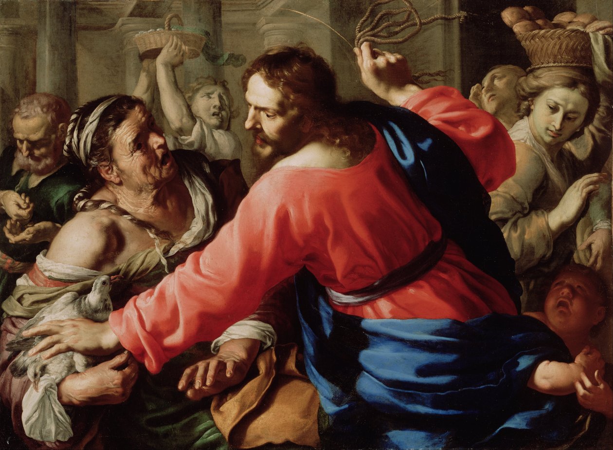 Kristus rensar templet av Bernardino Mei