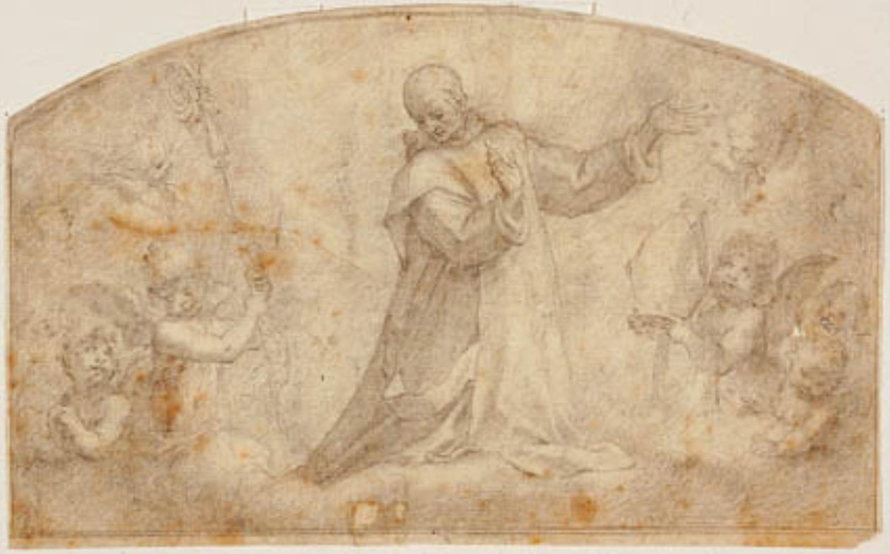 St Bruno omgiven av änglar med ett kors och en miter av Bernardino Poccetti