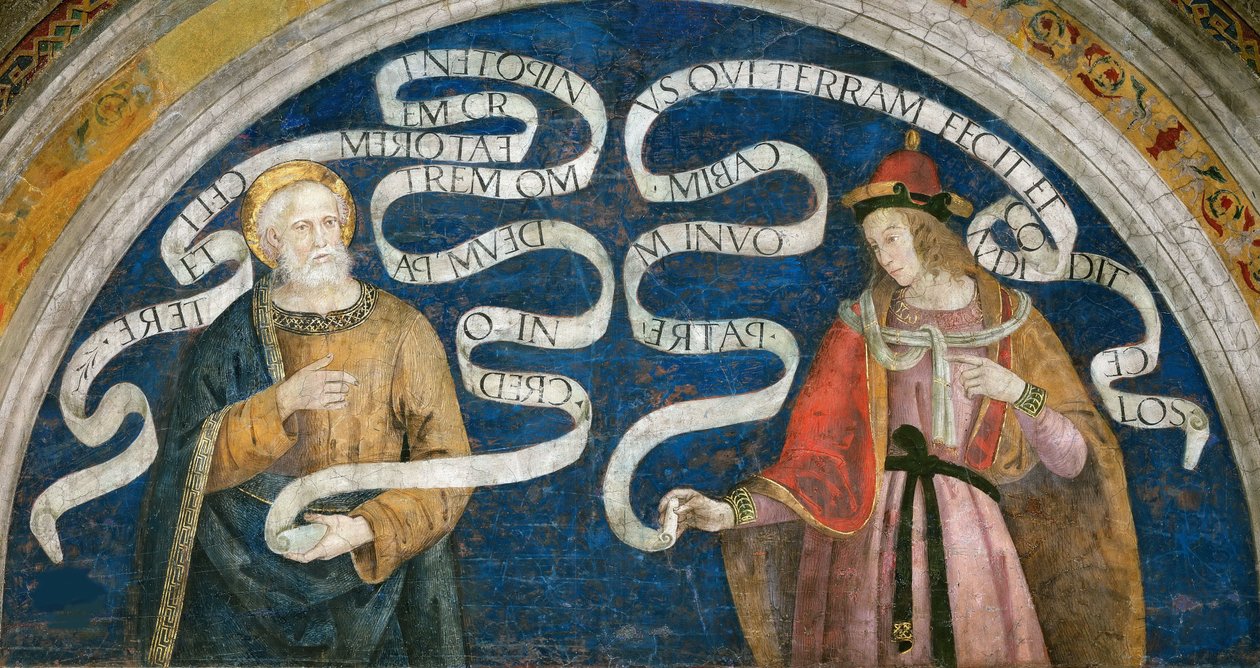 Aposteln Petrus och profeten Jeremia - Aposteln Peter och profeten Jeremia, av Pinturicchio, Bernardino, Workshop från (1454-1513). Färsk av Bernardino di Betto (workshop of) Pinturicchio