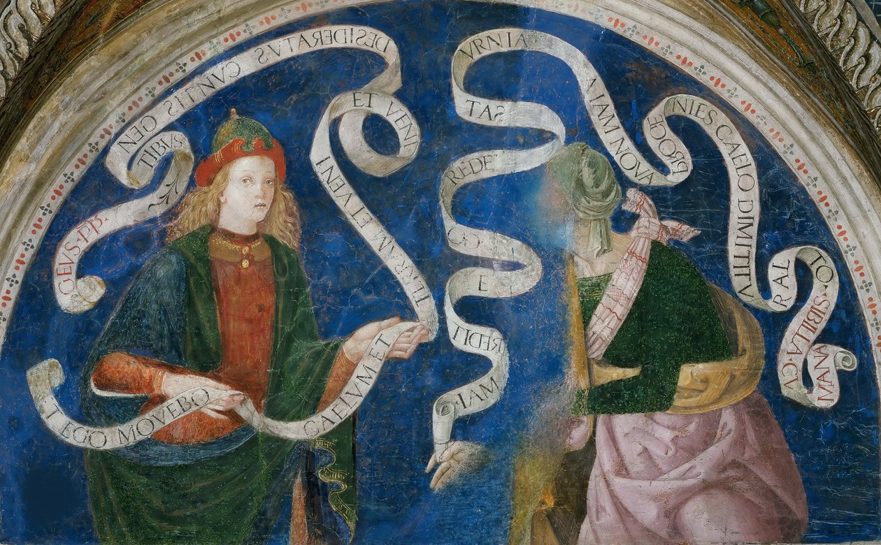 Le prophete Aggee et la sibylle de Cumes - Profeten Haggai och den kumaiska sibylla , av Pinturicchio, Bernardino, Workshop of (1454-1513). Fresk av Bernardino di Betto (workshop of) Pinturicchio
