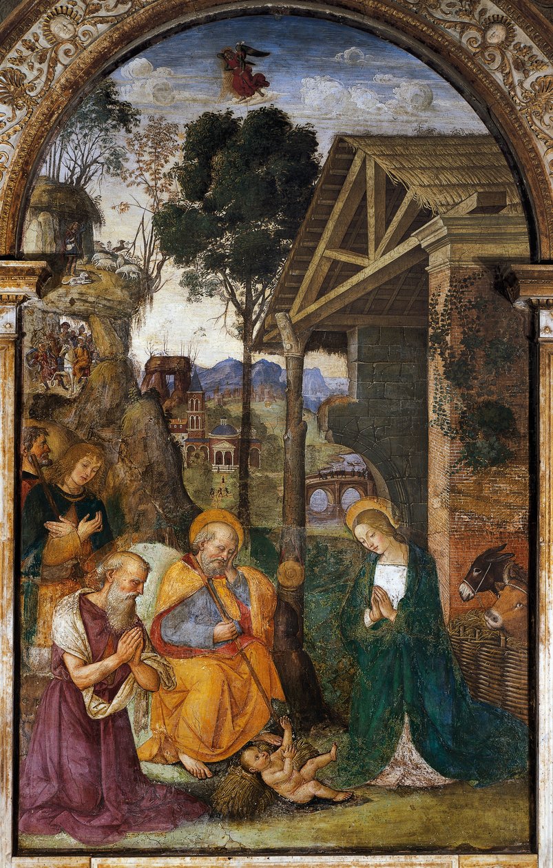 Nativity med St. Hieronymus, ungdomlig fresk av Bernardino Betti känd som Il Pinturicchio av Bernardino di Betto Pinturicchio
