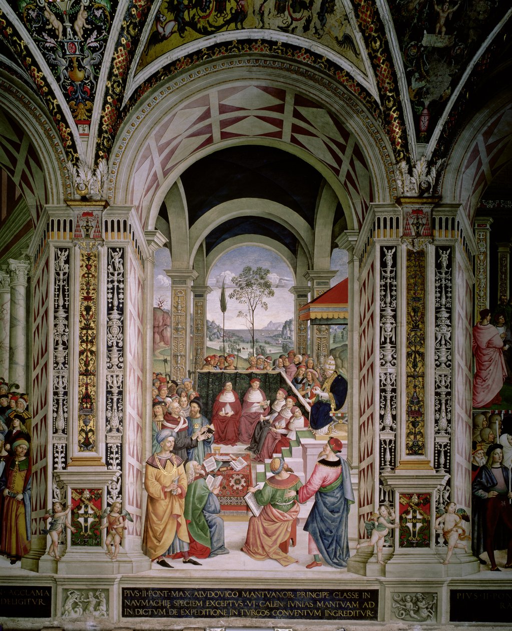 Påven Pius II (1405-64) presiderar över riksdagen i Mantua 1459 av Bernardino di Betto Pinturicchio