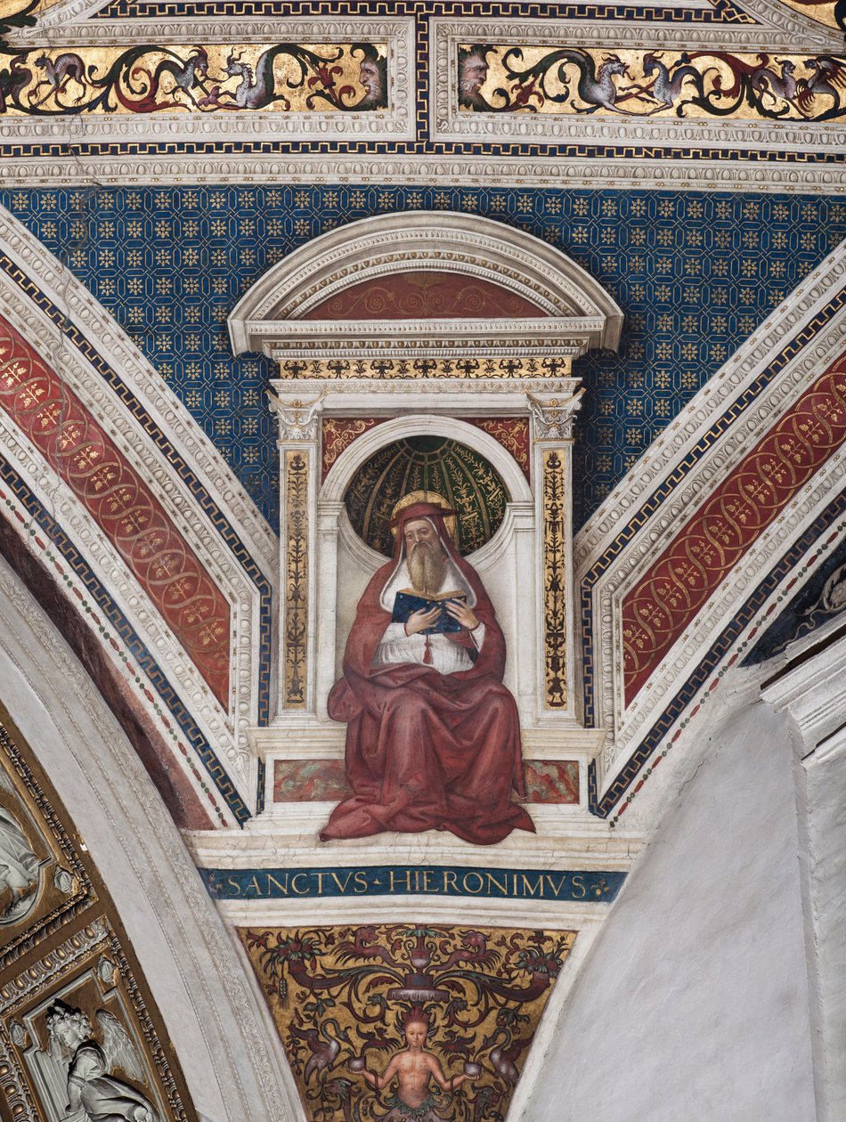 Saint Hieronymus, detalj av kyrkans läkare (fresk av Bernardino di Betto Pinturicchio