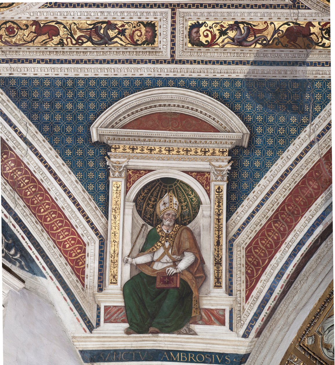 St Ambrosius, detalj av kyrkans läkare (fresk av Bernardino di Betto Pinturicchio