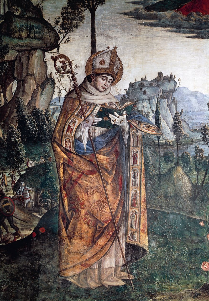 St Louis av Toulouse, detalj från Glory of St Bernardino av Bernardino di Betto Pinturicchio