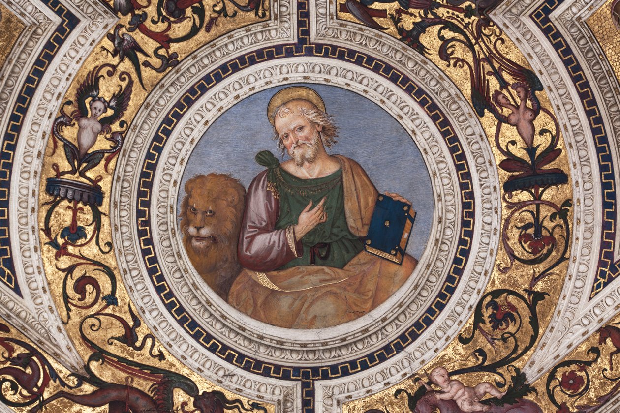 Markus, detalj av De fyra evangelisterna (fresk av Bernardino di Betto Pinturicchio
