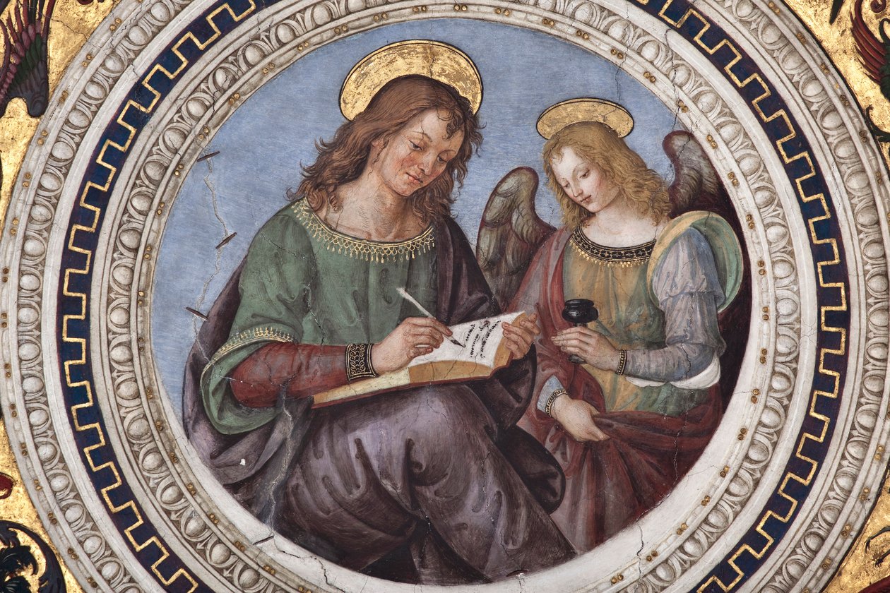 St Matthew, detalj av De fyra evangelisterna (fresk av Bernardino di Betto Pinturicchio