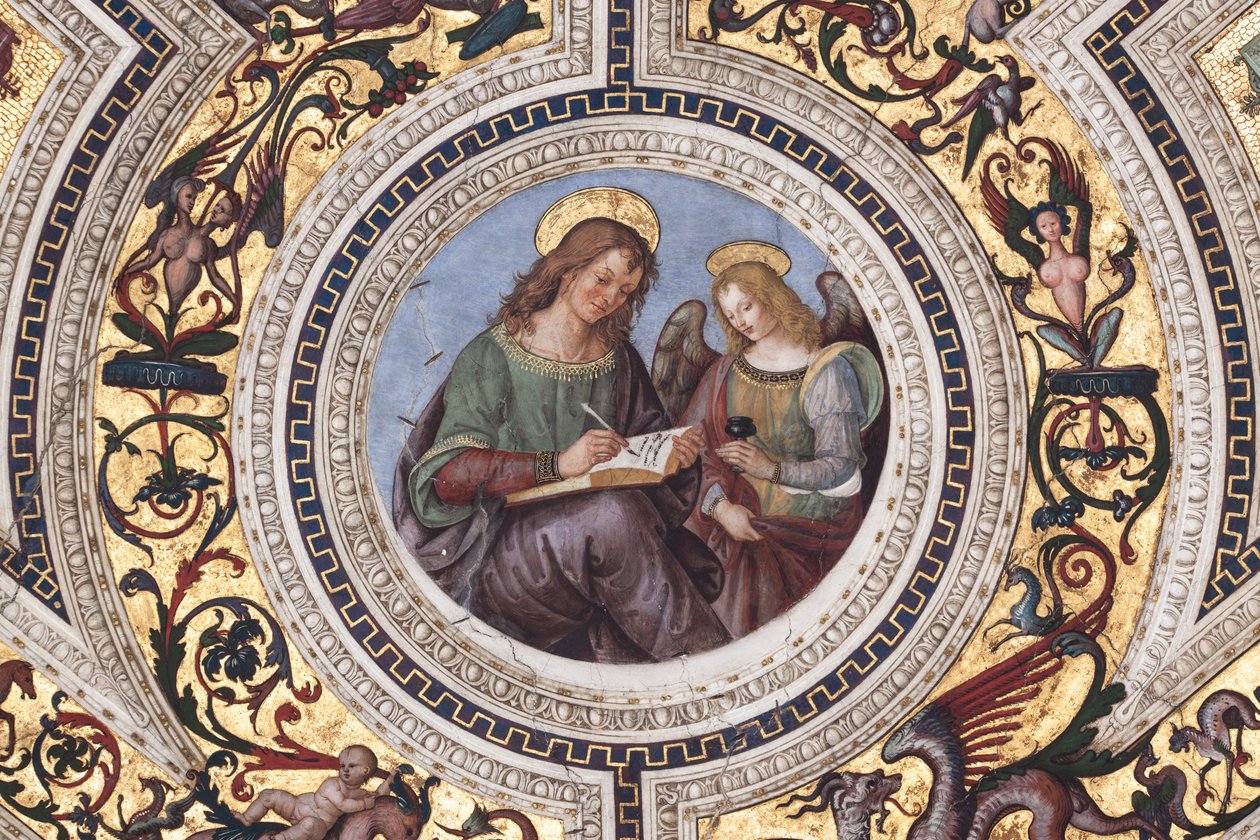 St Matteus, detalj av De fyra evangelisterna (fresk av Bernardino di Betto Pinturicchio