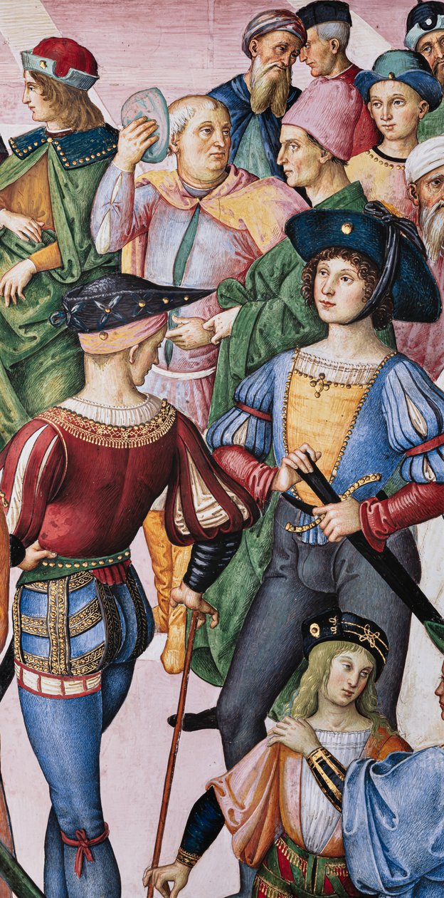 Piccolomini-biblioteket, nordöstra väggen: "Aeneas Sylvius kröns till poetpristagare av kejsaren Frrederick III, 27 juli av Bernardino di Betto Pinturicchio